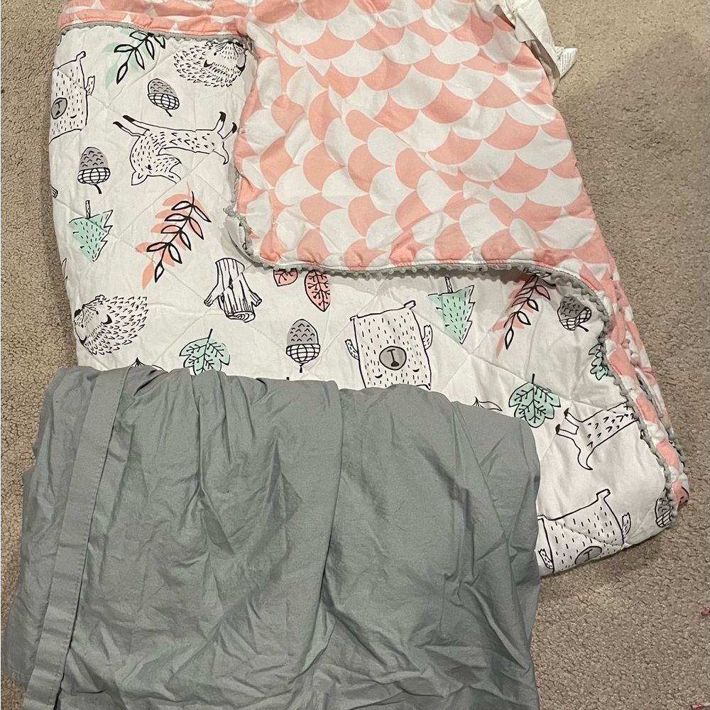 Lolli Living Bedding Set Pink & Gray Woodland